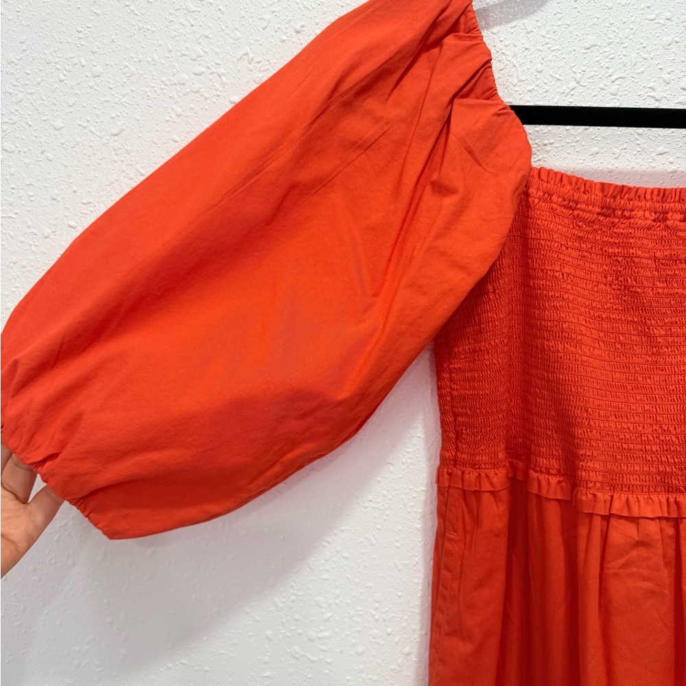 Bold Red Smocked Maxi Dress with Puff Sleeves XS - Picture 6 of 10